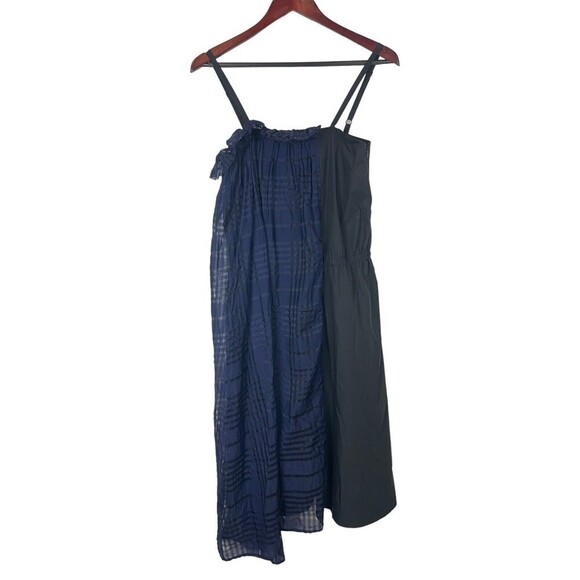 NEW PUBLIC SCHOOL Blue Black Plaid Flannel Mixed Silk Cotton Ema Midi Dress XS - Picture 4 of 10
